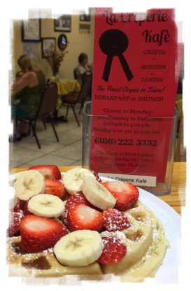 Waffle with Fruit at La Creperie Kafe